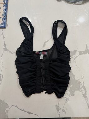 Urban Outfitters Black Ruched Crop Tank